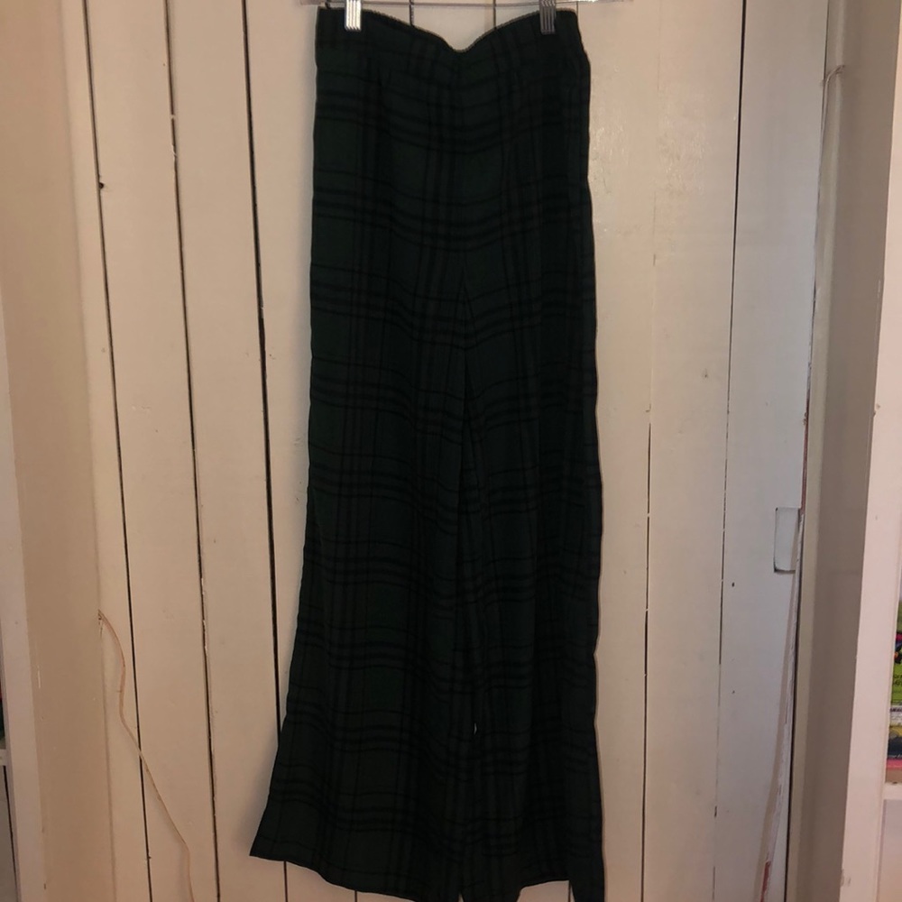 Plaid wide leg pant